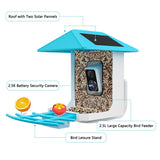 2.5K Smart Bird Feeder with Camera, Birds Watching Camera with AI Identify Bird Species, Outdoor Birds Feeder House with Solar Panel for Bird Lovers (Blue) Tutoview