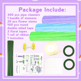 ZEIZHUBN 300 Pieces Pipe Cleaners, Pipe Cleaners Flower Bouquet Kit, Flower Making Kit with Floral Wires Tape, Art and Craft Supplies Projects DIY Decoration Holiday Party Birthday Gifts ZEIZHUBN