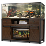 Fantico 75-120 Gallon Aquarium Stand with Power Outlets - Dual Aquarium Support, Cabinet Storage, Thick Hardwood Top, Versatile Socket with Adjustable Panels, 1200 lbs Capacity, Rustic Brown Fantico