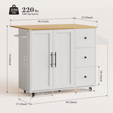 GRUSIGN Kitchen Island with Storage, Rolling Kitchen Cart with 3 Drawers Kitchen Storage Cabinet on Wheels with Inner Adjustable Shelves for Dining Room/Living Room Thicker,39.37" L X 20.05" W, White GRUSIGN
