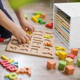 Sintuff Puzzle Holder Rack Wooden Jigsaw Organizer Layered Puzzle Storage Box Shelf Storage Case Holds 12 Puzzles for Craft Collection Lovers Accessories Sintuff