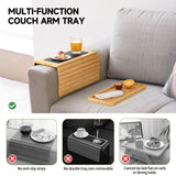 Bamboo Sofa Arm Tray Table - Couch Arm Tray with Extra Removable Tray, Anti-Slip Sofa Armrest Tray, Large Couch Cup Holder Tray for Phone, Cups, Remote, Flexible and Foldable xinyoec