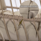 NICESOUL Indoor Outdoor Wicker Hanging Egg Chair with Stand, Cozy Patio Swing Hammock Egg Shell Chairs with Cushions, 350lbs Capacity Sturdy Porch Swing for Backyard Balcony, Beige with Cover NICESOUL