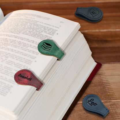 CDBUY Personalized Leather Magnetic Bookmarks - Custom Magnetic Leather Bookmark with Engraved Logo Text, Vintage Magnetic Bookmark Clips Customized Gifts for Women Kids Men Book Lovers Mother Father