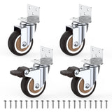 HOLKIE 2 Inch Side Mount Casters Set of 4 Supporting Up to 250 LBS Heavy Duty Furniture Wheels with Thickened L-Shaped Mounting Plate Ideal for Coffe Tables、Plant Stands、Cribs（2 with Brakes） HOLKIE
