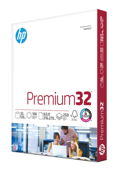 HP Papers | 8.5 x 11 Paper | Premium 32 lb | 1 Ream - 250 Sheets | 100 Bright | Made in USA - FSC Certified | 113500R