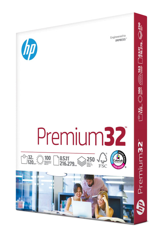 HP Papers | 8.5 x 11 Paper | Premium 32 lb | 1 Ream - 250 Sheets | 100 Bright | Made in USA - FSC Certified | 113500R