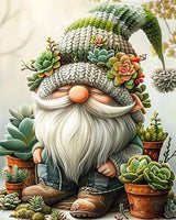 MBNTJHT DIY Easy Gnome Paint by Numbers Kit for Adults,Unframed Succulents Gnome Oil Paint by Number Kits for Beginner,Acrylic Painting Kits for Home Wall Decor 16X20 Inch. MBNTJHT