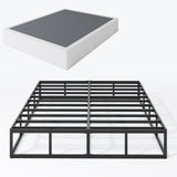 SHLAND Box Springs King 9 Inch High Profile King Size Box Spring Strong Metal Frame Mattress Foundation with Fabric Cover, Box Spring King Size Bed, Easy Assembly SHLAND