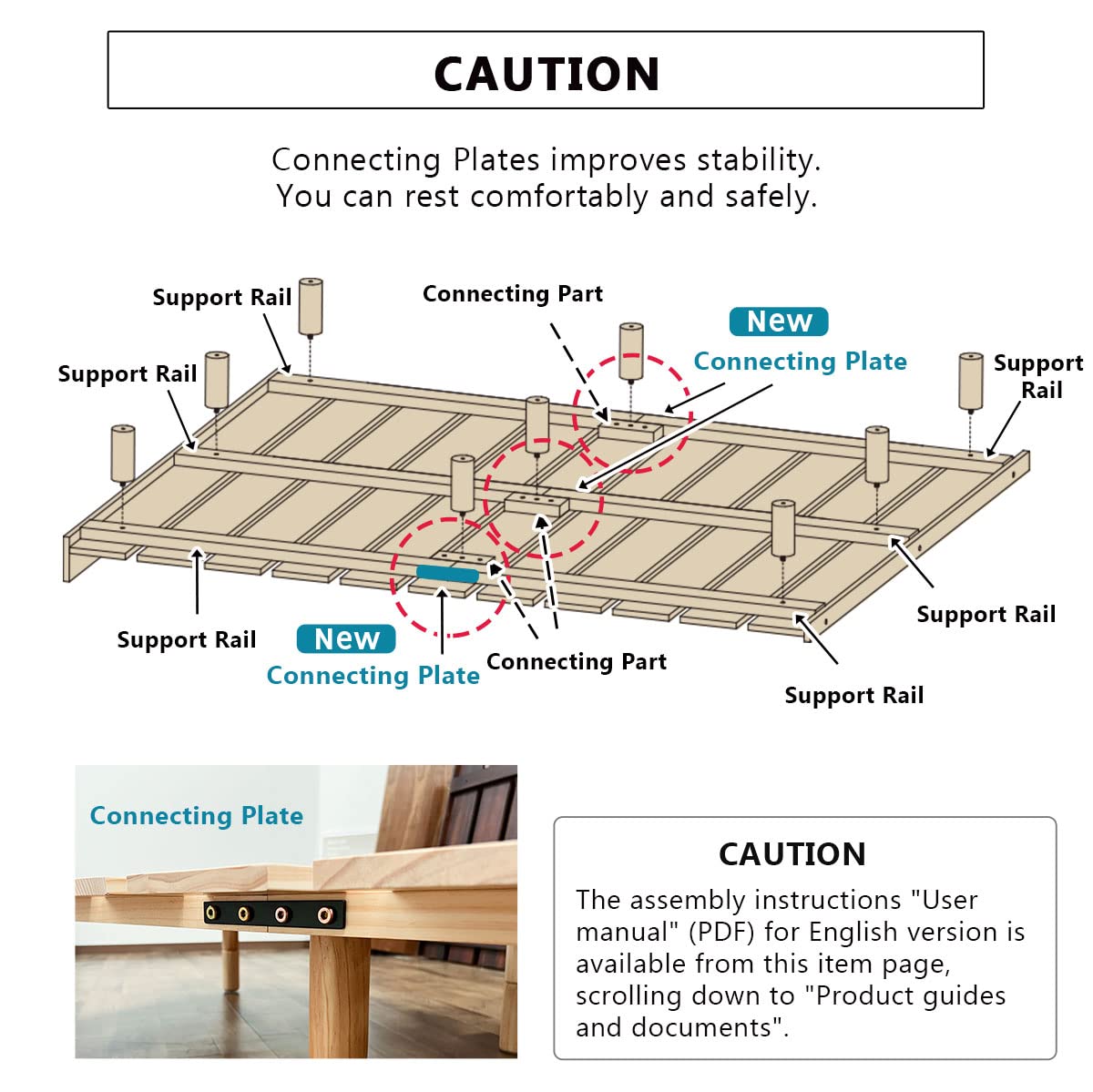 EMOOR Wood Slatted Floor Bed Frame OSMOS Queen for Japanese Futon Mattress Solid Pine (Retro-Brown), Height Adjustable (2/7/12in) Tatami Mat - WoodArtSupply