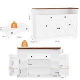 FJTJBSI 55" Buffet Cabinet with Power Outlets and Lights Large Kitchen Sideboard Buffet with Drawers Farmhouse Kitchen Storage Cabinet with Adjustable Shelves Coffee Bar Station for Coffee Bar Room FJTJBSI