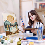 JOOZ 4 Pack Paint by Numbers Kit for Adults with Frame Mountain Paint by Number with Easel Lake Adult Paint by Number Kit on Canvas Framed Sunset Oil Painting Kits for Home Wall Decor 8x12 Inch JOOZ