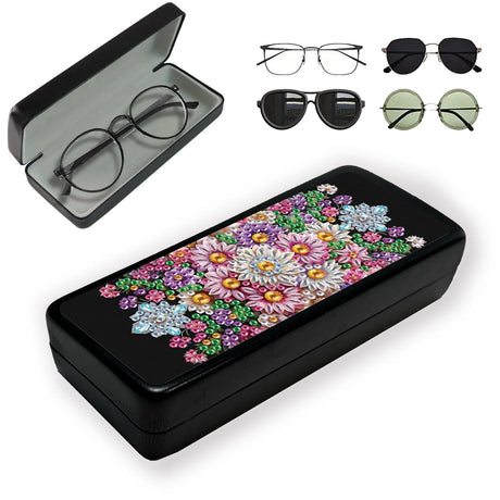 BAYUNOE Eye Glass Case Diamond Art Painting Portable Unisex Protective Case DIY Art Craft for Sunglasses Glasses Storage Box-Flower07 BAYUNOE