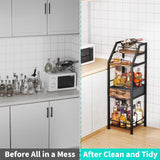 HapiRm Wine Rack Freestanding Floor - 4-Tier Stepped Liquor Cabinet Bar Stand for Home with Fabric Drawer, Wine & Glass Organizer for Living Room, Kitchen, or Dining Room HapiRm