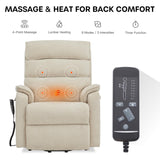 DYNOX 350 LBS Power Lift Recliner Chair for Elderly, Medium Size Dual Motor Lay Flat Infinite Positions Recliner with Heat & Massage(9188,Chenille,Beige) DYNOX