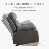 KISLOT Leather Recliner Chair Manual Sofa Rocker for Adults with Overstuffed Arm for Living Room Bedroom Home Theater Seating KISLOT