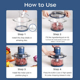 La Reveuse Food Processor,Electric Food Chopper with 7-Cup (1.7L) Glass Bowl, 4 Bi-Level Blades for Chopping,Grinding,Mincing,Whisking,Meal Prep,300W,Blue La Reveuse