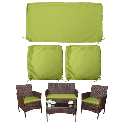 Snubbull 3 Pack Outdoor Patio Seat Cushions Replacement Covers Fit for 4 Pieces 4-Seater Wicker Rattan Patio Conversation Set Loveseat Chair Couch Furniture,36x18x2,18x18x2,Burgundy-Cover Only