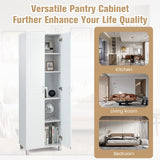 Tangkula 73.5 Inch Tall Storage Cabinet with Double Door, Freestanding Pantry Cabinet with Adjustable Shelf & Anti-tilt Design, Modern Utility Organizer for Kitchen Living Room (White) Tangkula