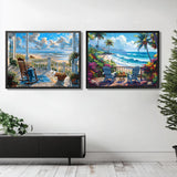 2 Pack Paint by Numbers Kit for Adults, Beach Paint by Numbers for Adults, DIY Adult Painting by Numbers Beginners on Canvas Acrylic for Home Wall Art Decor 12x16Inch (Rolled Package) Mandun