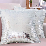 HMQIANG Sublimation Sequin Pillow Cases Blank 16 x 16 Inch 4PCS Silver and White Reversible Mermaid Flip Glitter Pillow Covers HMQIANG