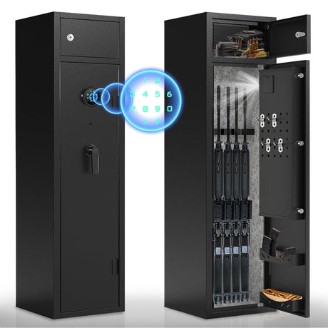 Karini 4-5 Gun Safe,Gun Safes for Rifles and Shotguns,Gun Safes for Home Rifle and Pistols,Quick Access Gun Cabinets,Rifle Safe with Storage Shelves Karini