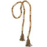Deco 79 Mango Wood Handmade Garland with Tassel Round Long Carved Beaded , 80" x 1" x 1", Brown Deco 79