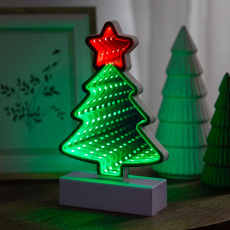 Northlight LED 3D Christmas Tree Infinity Mirror - 8" Northlight