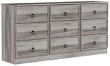 VVFLU 63”W Dresser for Bedroom Grey Dresser with 9 Wood Drawers, Dressers & Chests of Drawers with Smooth Metal Rail, Large Storage Dressers Organizer for Bedroom Living Room (Grey, 9 Drawer) VVFLU