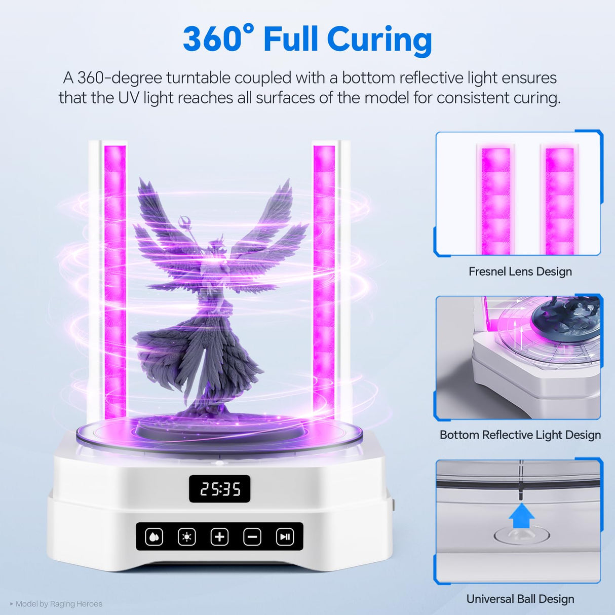 ELEGOO Mercury Plus 3.0 Larger Wash and Cure Station, Resin Curing Machine for LCD/SLA/DLP 3D Printing Models, Best for Saturn, Mars 3D Printer, Washing Size of 230 * 135 * 260mmm ELEGOO