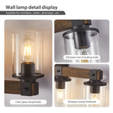 DADUL 6-Light Bathroom Vanity Light, Farmhouse Bathroom Light Fixtures Over Mirror, Classic Wood Vanity with Clear Glass Shade, Black Wall Sconce for Bathroom, Bedroom DADUL