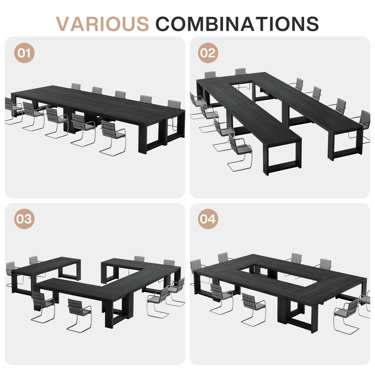 Tribesigns 7 ft Conference Table for 6 to 8 People, Modern Rectangle Meeting Room Desk for Boardroom, Home Office (Black) Tribesigns