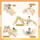 BAUTIA Pikler Triangle Set, Toddler Climbing Toys Indoor Playground, Wooden Montessori Climbing Toys for Toddlers 1-3 Inside Bautia