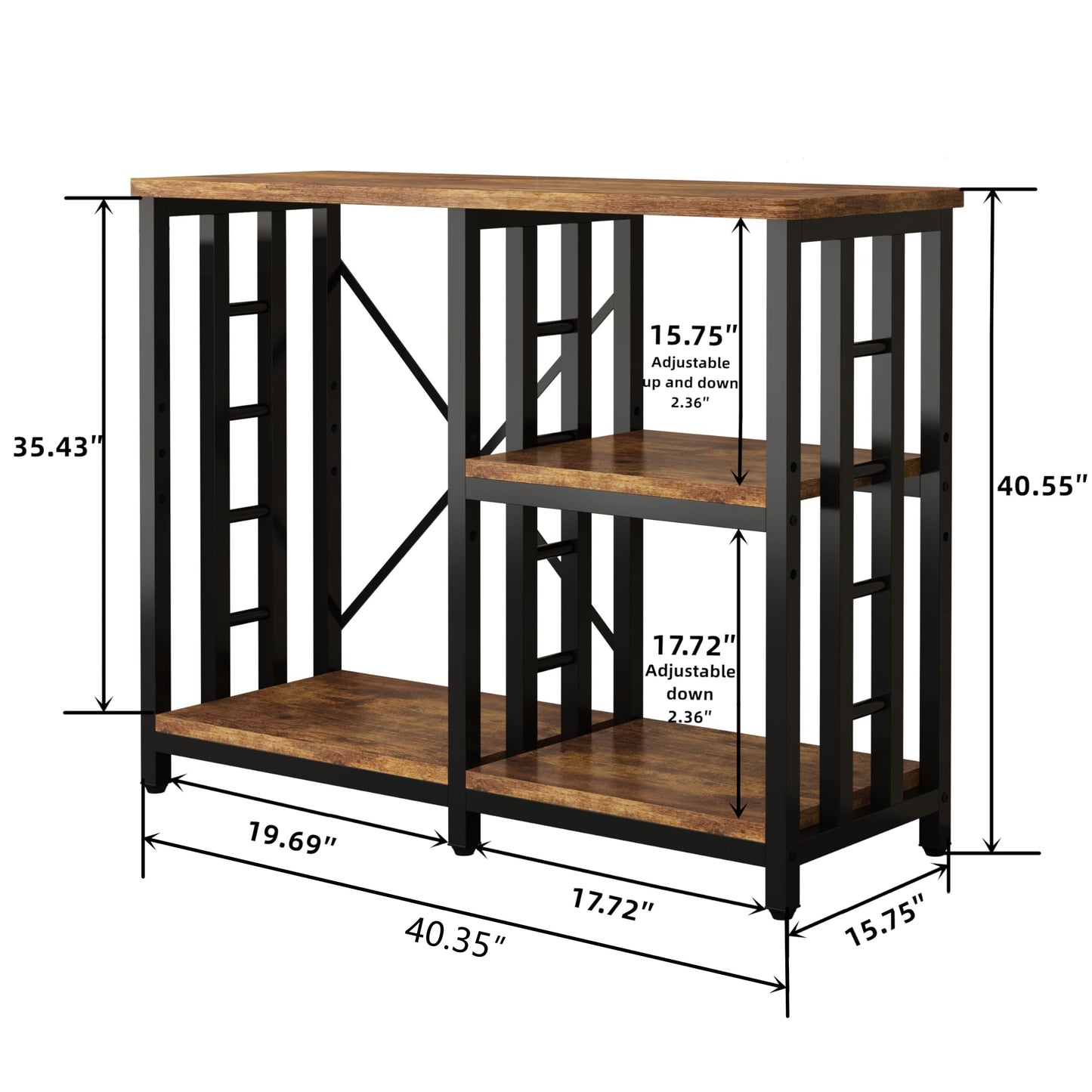 4-Tier Kitchen Baker's Rack, Mini Fridge & Microwave Oven Stand Table, 5 Tiers Coffee Bar Table, 20-29-37 Gallon Fish Tank Stand, Kitchen Organizer Shelf for Spices/Utensils Foods（Rustic Brown）