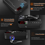 Z ZLJUAN Portable Gun Safe with LCD Display of Temp,Humidity,Pistol Safe with Biometric Fingerprint,Keypad Lock,Key,Biometric Handgun Safe for Travel/Home/Car/Nightstand Beside (Black) Z ZLJUAN