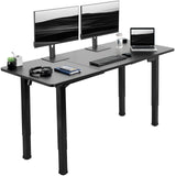 VIVO Electric Height Adjustable 71 x 30 inch Memory Stand Up Desk, Black Extra Deep Table Top, Black 4-Leg Dual Motor Frame, DESK-KIT-E4BB VIVO