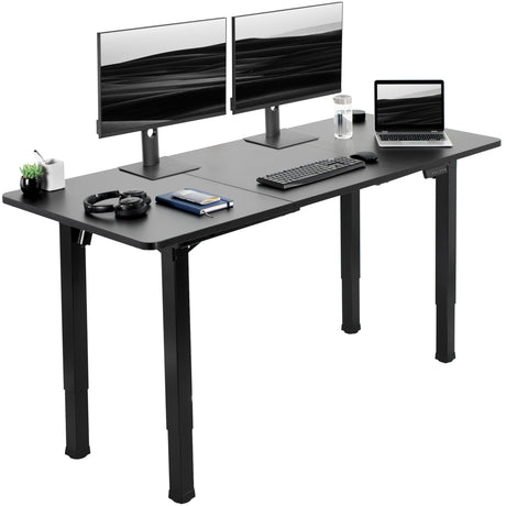 VIVO Electric Height Adjustable 71 x 30 inch Memory Stand Up Desk, Black Extra Deep Table Top, Black 4-Leg Dual Motor Frame, DESK-KIT-E4BB VIVO