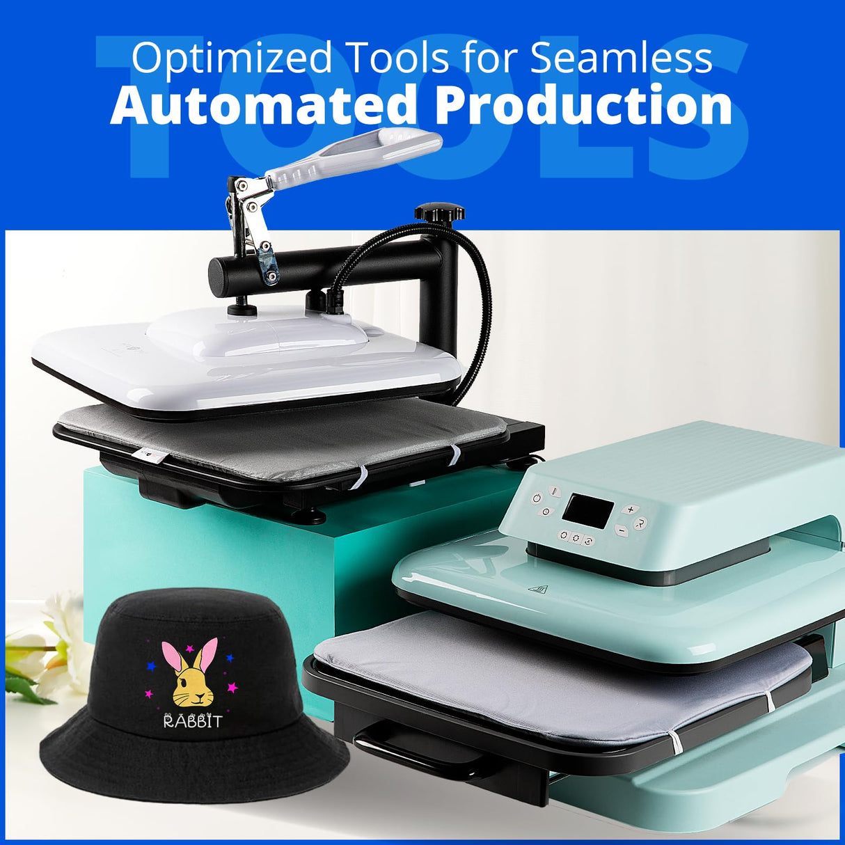 HTVRONT Heat Press Accessories, 55 Pack Heat Press Supplies for 15X15 Heat Press Machine, T Shirt Heat Press Starter Kit for Cricut Easy Press, Include Vinyl&Sublimation Bundle, Tools&Heat Press Mat HTVRONT