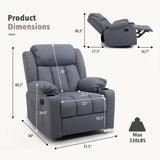 Ketaiyou Rocker Swivel Recliner Chair for Adults, Overstuffed Large Manual Recliner Glider with Massage and Heat, Comfy Soft Fabric Living Room Reclining Sofa Chair(Technical Grey) Ketaiyou