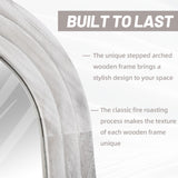 ZHUNFA Arched Full Length Mirror with Solid Wood Frame, 71x32 Farmhouse Wall Mirror Full Length with Stand, Vertical Hanging, Leaning Standing for Bedroom, Living Room, Rustic White ZHUNFA