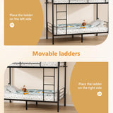 Bonnlo Bunk Bed Twin Over Twin with 13 inches Tall Guardrail, Metal Twin Bunk Bed with Flat Rungs Design,No Boxing Spring Needed, Black Bonnlo