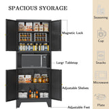 Boegica 69" Tall Modern Kitchen Pantry,Metal Storage Cabinet with Adjustable Shelves,Pantry Storage Cabinet with 6-Tier,Freestanding Cupboard for Kitchen,Dining Room,Living Room,Bathroom,Black Boegica