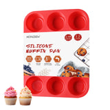 MONGSEW Silicone Muffin Pan, 12 Cups Non Stick Cupcake Pan, Great for Making Muffin Cakes, Bread, Tart, BPA Free and Dishwasher Safe MONGSEW