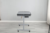 Drafting Table, Height Adjustable Drawing Table, Multifunctional Art Craft Paintings Work Station w/2 Storage Drawers Artists Desk Tilting Glass Tabletop for Home Office, Silver Grey Gaderth