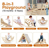 Utopia House 8 in 1 Pikler Triangle Set with Detachable Seesaw for 1.5-6 Years Old, Montessori Climbing Set, Toddler Climbing Toys Indoor Climbing Gym, Kids Climbing Toys, All Natural Wood Utopia House
