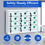 Bpatoimsx Secure and Convenient 12 Bays Cell Mobile Phone Steel Locker with Charger Charging Station Cabinet and key lock White - Ideal for Students and Employees Bpatoimsx