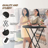 VINGLI 32" Plastic Folding Round Table Bar Height, HDPE Matrial with Gray Metal Finish, High Top Table for Outdoor Party, Cafes, Restaurants, Backyard, Dining Room, Wedding Event,1 Pack, Black VINGLI