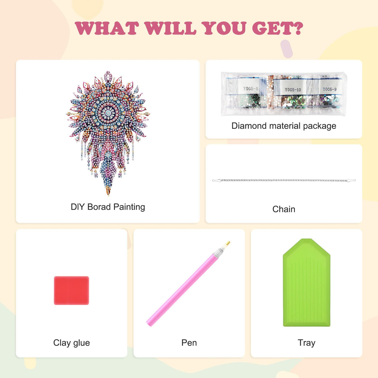 HEIBAGO Dreamcatcher Hanging Diamond Art Kits for Adults, Special Shaped Crystal Diamond Painting Ornament Kit, DIY Double-Sided Pattern Window Pendant Gem Art Kit for Home Wall Decor 8.3x8.3inch HEIBAGO