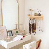 Zhithink Wall Mounted Necklace Hanger, Necklace Holder, Necklace Organizer, Hanging Jewelry Organizer with 30 Hooks, Wall Mounted Jewelry Organizer for Necklace Earrings and Rings(Wood) Zhithink