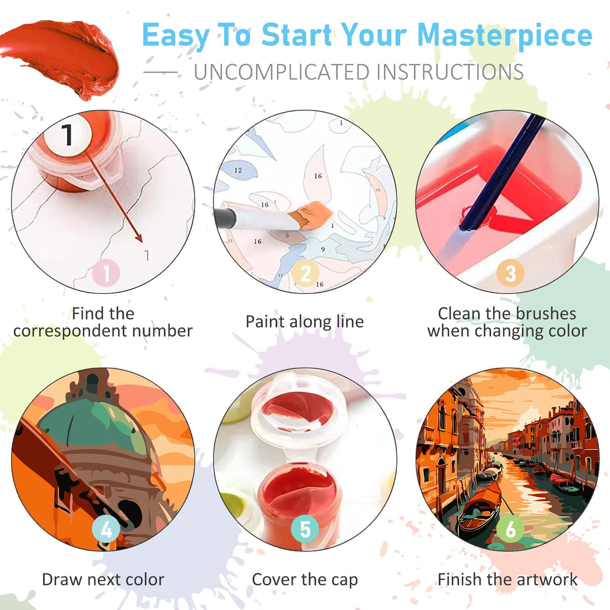 Paint by Numbers Kit for Adults Rolled Canvas - 16x20 Inch Venice Adult Paint by Number Kits on Canvas for Beginners, DIY Acrylic Oil Number Painting Kits with Gift Box for Home Wall Decor Gift Offito